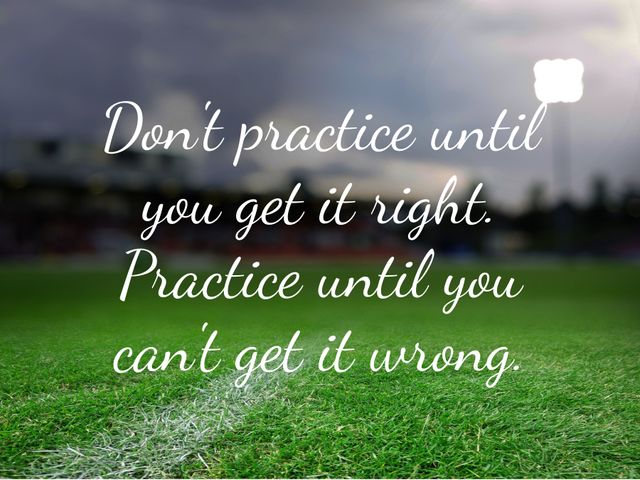 This image shows an inspirational quote on a sports field under stadium lights, emphasizing the importance of perseverance and determination. Perfect for use in motivational posters, sports training materials, social media encouragement posts, and athletic event promotions.