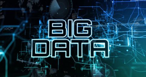 Neon Glowing Big Data Text with Futuristic Network