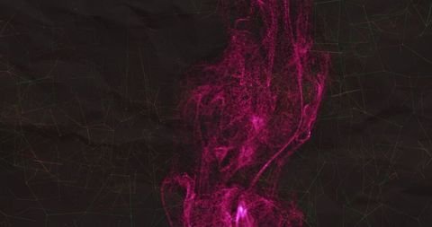 Rising Magenta Particle Stream in Dark Geometric Environment