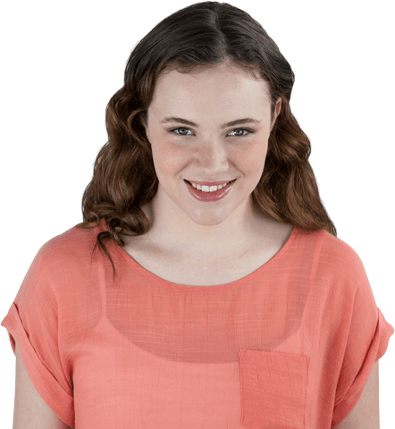 smiling woman in peach shirt on transparent background - Download Free Stock Videos Pikwizard.com