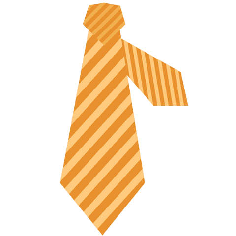 Stylish orange striped tie vector on transparent background