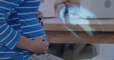 Pregnant Woman in Futuristic Healthcare Consultation