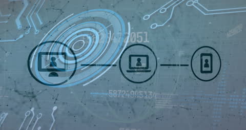 Digital Interface Showcasing Data Security Process with Technology Icons