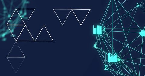 Futuristic Digital Network with Geometric Patterns on Blue Background - Download Free Stock Images Pikwizard.com