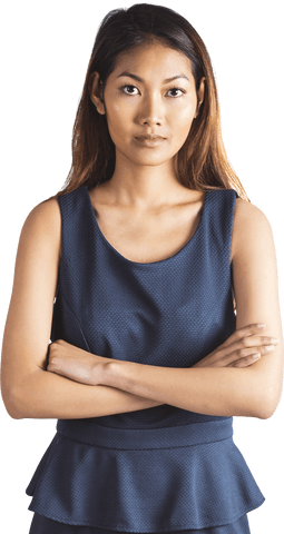 Confident Businesswoman with Transparent Background Standing Firmly