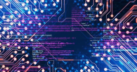 Abstract Digital Interface with Code and Circuit Patterns - Download Free Stock Images Pikwizard.com