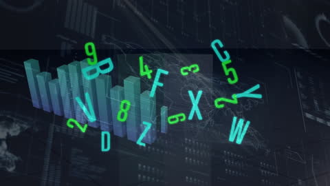 Abstract Digital Data Visualization with Floating Symbols