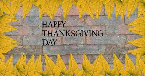 Happy Thanksgiving Day Text on Brick Path with Autumn Leaves - Download Free Stock Images Pikwizard.com