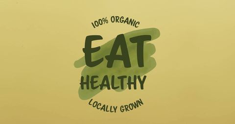 Eat healthy concept text on organic produce background