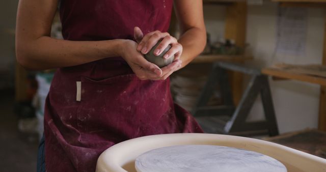 Woman Preparing Clay in Ceramics Workshop - Download Free Stock Images Pikwizard.com