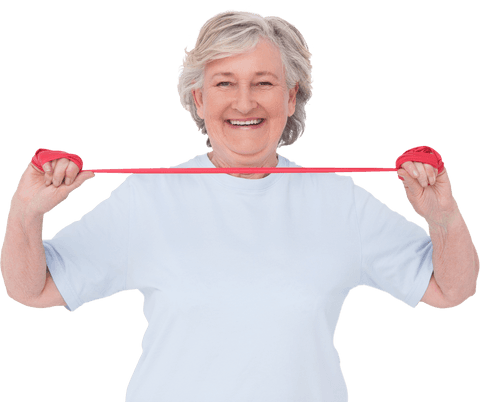 senior woman using resistance band on transparent background - Download Free Stock Videos Pikwizard.com