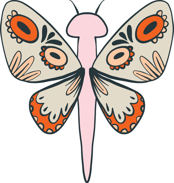 Colorful Transparent Butterfly Illustration with Grey and Orange Pattern - Download Free Stock Videos Pikwizard.com