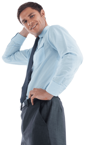 Confident Businessman Posing in Transparent Background