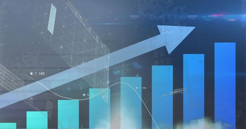 Digital Graph Increase with Blue Background - Download Free Stock Images Pikwizard.com