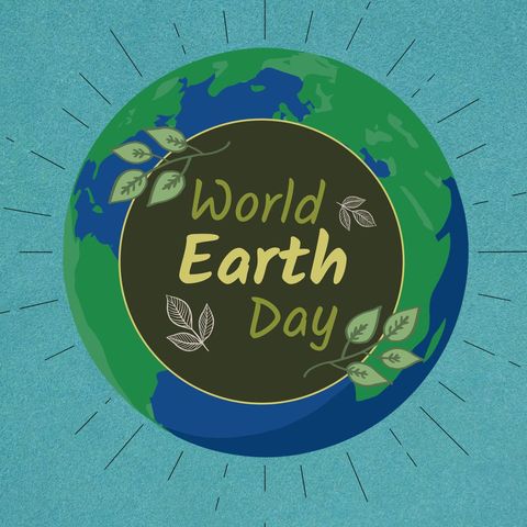 world earth day globe with leaves and blue background - Download Free Stock Templates Pikwizard.com