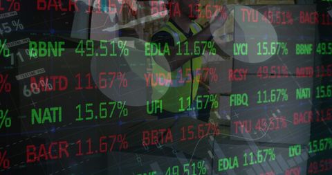 Overlay of Financial Data on Global Shipping Operations - Download Free Stock Images Pikwizard.com