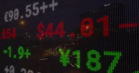 Digital Stock Market Display with Night City Background - Download Free Stock Images Pikwizard.com