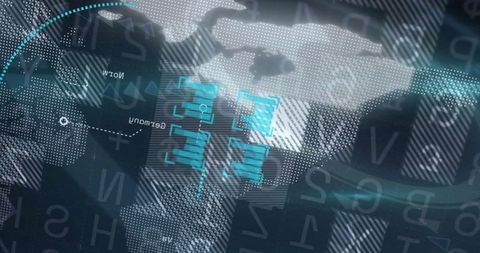 Corporate Handshake with Digital Data Overlay and World Map