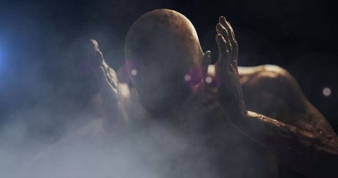 Eerie Zombie Enveloped in Mysterious Smoke