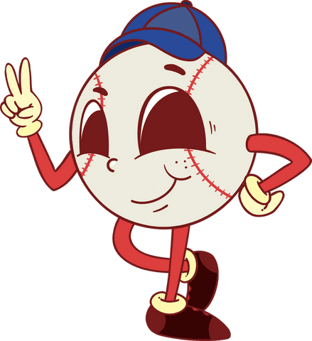 Whimsical cartoon baseball mascot on transparent background