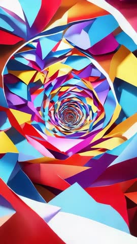 Spiraling Multicolor Tunnel Loop — Vertical Video of Contracting Geometric Vortex
