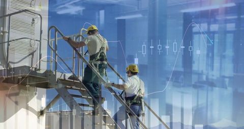 Ascending workers in infrastructure with data overlay harnesses safety