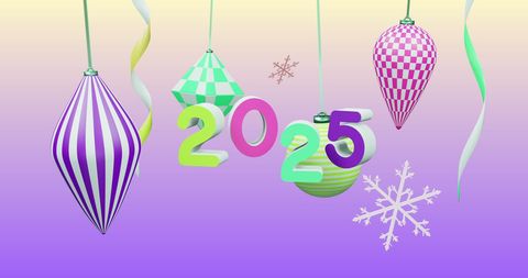 Festive 2025 New Year Celebration Design with Ornaments