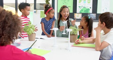 Teacher Explaining Wind Turbines to Students in Classroom - Download Free Stock Images Pikwizard.com