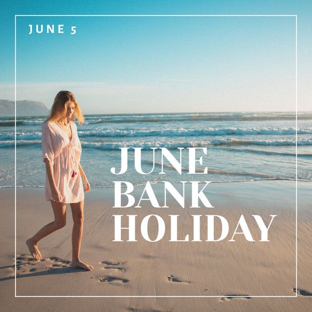 Ideal for promoting holiday destinations, summer vacation packages, and beach-related marketing. Useful for blogs, social media posts, and advertisements highlighting June Bank Holiday leisure activities and scenic coastal views.