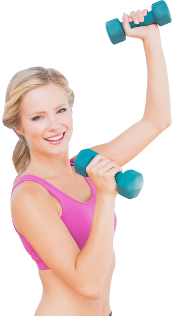 Smiling Woman Exercising With Dumbbells on Transparent Background - Download Free Stock Videos Pikwizard.com