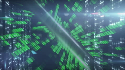 Futuristic Digital Data Animation in Navy Space