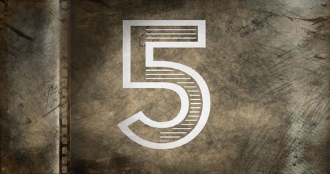 Rusty metallic number five with vintage texture