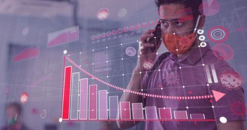 Businessman Analyzing Data with Pandemic Influences