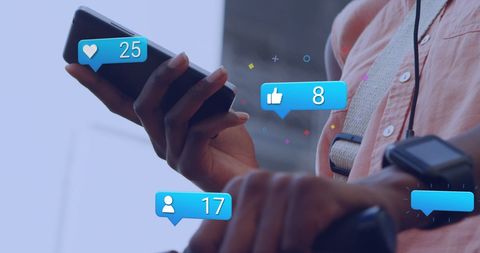 Hands Holding Smartphone with Social Media Reactions - Download Free Stock Images Pikwizard.com
