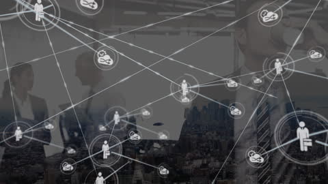 Digital Network Connections in Modern Business Office