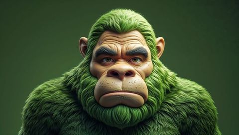 Green-furred ape-like creature with detailed facial features