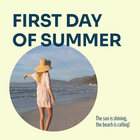 Woman enjoying first day of summer on idyllic beach