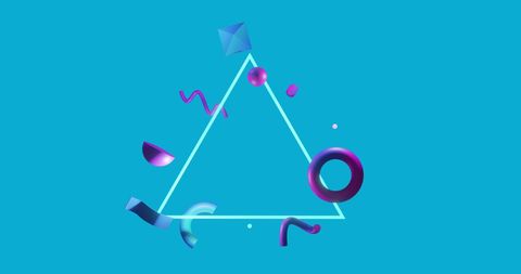 Abstract geometric shapes on bright blue background