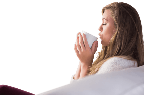 transparent background of woman enjoying warm tea - Download Free Stock Videos Pikwizard.com