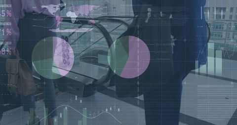 Business professionals analyzing financial data and global trends