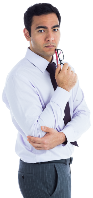 Transparent Businessman Posing with Pen and Tie - Download Free Stock Videos Pikwizard.com