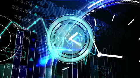 Digital Clock and Data Processing Layered Visualization