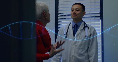 Genetic consultation with doctor in modern clinic setting