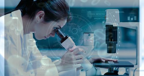 Female Scientist Studying Microorganisms Using Advanced Technology - Download Free Stock Images Pikwizard.com