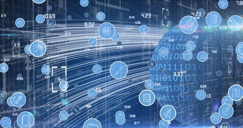 Digital Network and Binary Code on Globe Background - Download Free Stock Images Pikwizard.com
