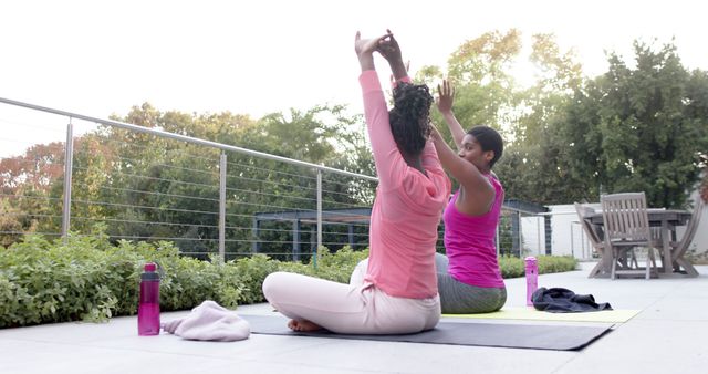 Women Doing Outdoor Yoga on a Sunny Day - Download Free Stock Images Pikwizard.com