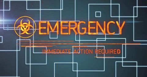 Digital emergency alert panel with biohazard warning