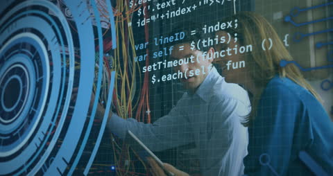 High-Tech Concept with Programmers Analyzing Code