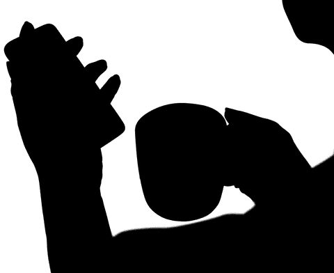 transparent silhouette of woman with smartphone and coffee cup - Download Free Stock Videos Pikwizard.com