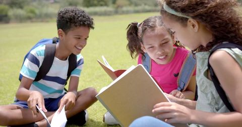 Children Reading Together Outdoors Inspiring Love for Learning - Download Free Stock Images Pikwizard.com